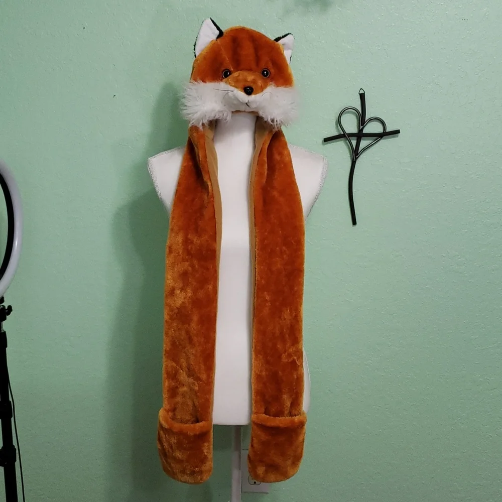 FOX head, ears, hands warm beanie